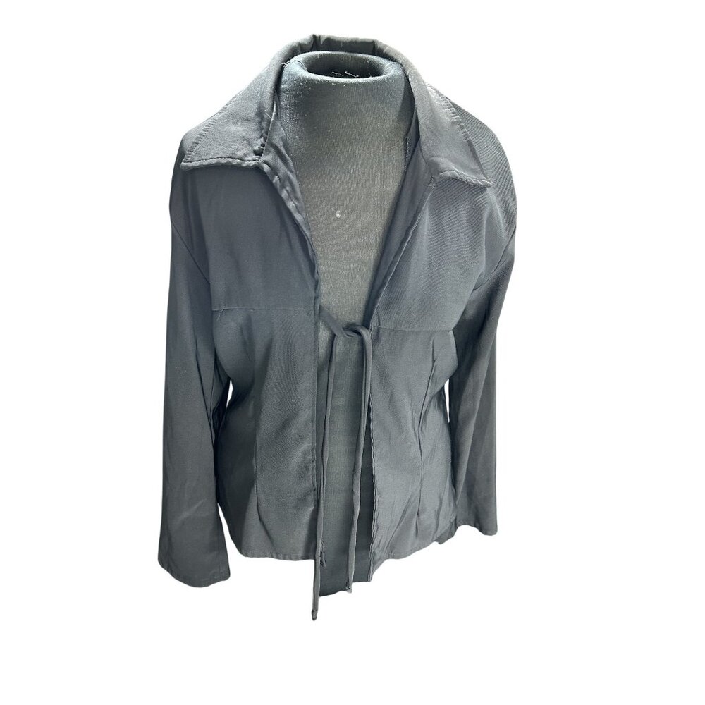 Cleveland Street Womens Black Lightweight Jacket With Adjustable Tie Closure Siz